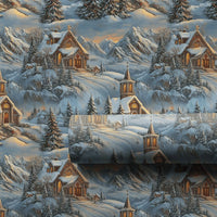 Winter Landscape Gift Wrap, Snowy Mountain Village Wrapping Paper, Christmas Wrapping Paper Roll, Comfy Chalet Holiday Present Wrap Paper