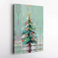 Painterly Holiday Wall Decor, Abstract Christmas Tree Canvas Art, Modern Festive Christmas Tree Print, Seasonal Winter Home Decor Canvas