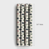 Vintage Christmas Wrapping Paper, Rustic Pine Tree Wrapping Paper, Forest Tree Holiday Gift Wrap, Winter Botanical Wrapping Paper Roll