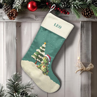 Personalized Sea Turtle Holiday Stocking, Adorable Sea Turtle Christmas Stocking, Turtle with Santa Hat Christmas Stocking, Ocean Animal Decor