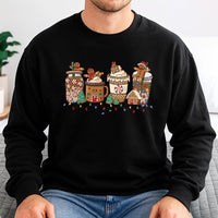 Festive Hot Cocoa Crewneck, Christmas Gingerbread Coffee Sweatshirt, Adorable Winter Holiday Pullover, Comfy Gingerbread Cafe Graphic Sweatshirt