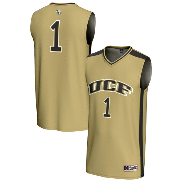 #1 UCF Knights Lightweight Collegiate Basketball Fashion Jersey - Gold