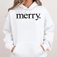 Minimalist Holiday Typography Graphic Sweatshirt, Merry Christmas Hoodie, Festive Winter Season Pullover, Comfy Xmas Apparel Present