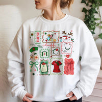Festive Medical Icon Holiday Crewneck, Christmas Nurse Sweatshirt, RN Healthcare Worker Sweatshirt, Nursing Student Xmas Sweatshirt Present