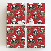 Scarf Panda Bear Holiday Gift Wrap, Red Christmas Panda Wrapping Paper, Adorable Winter Panda Wrapping Paper, Festive Animal Gift Wrap Roll