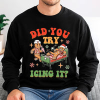 Humorous Gingerbread Nurse Christmas Crewneck, Did You Try Icing It Sweatshirt, Healthcare Worker Holiday Pullover, Nurse Xmas Sweater