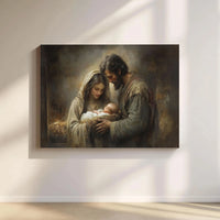 Holy Family Christmas Canvas Wall Art, Nativity Scene Canvas Print, Christian Holiday Decor, Religious Baby Jesus Home Present