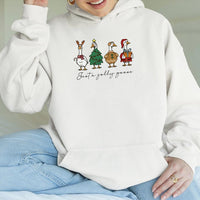 Humorous Holiday Animal Goose Sweatshirt, Jolly Goose Christmas Hoodie, Retro Goose Pullover, Adorable Tis the Season Xmas Hooded Sweater