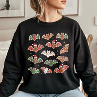 Spooky Christmas Sweatshirt, Gingerbread Bat Sweatshirt, Goth Gingerbread Bat Sweater, Creepy Adorable Holiday Crewneck, Alternative Xmas Present