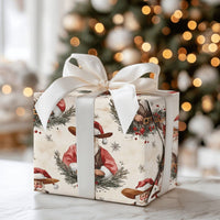 Watercolor Country Christmas Gift Wrap, Rustic Cowboy Santa Wrapping Paper, Western Santa Wreath Holiday Paper, Vintage Xmas Wrapping Roll