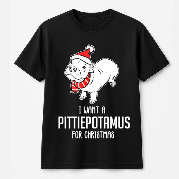 Humorous Pitbull Holiday T-Shirt, Pittiepotamus Christmas Shirt, Adorable Dog Lover Graphic Tee, Pitbull Mom Dad Xmas Shirt, 
