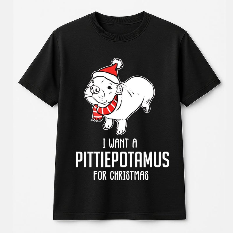 Humorous Pitbull Holiday T-Shirt, Pittiepotamus Christmas Shirt, Adorable Dog Lover Graphic Tee, Pitbull Mom Dad Xmas Shirt, Winter Holiday Present