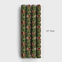 Musical Christmas Wrapping Paper Roll, Vintage Santa Trumpet Wrapping Paper, Sage Green Retro Gift Wrap, Musician Holiday Wrapping Paper