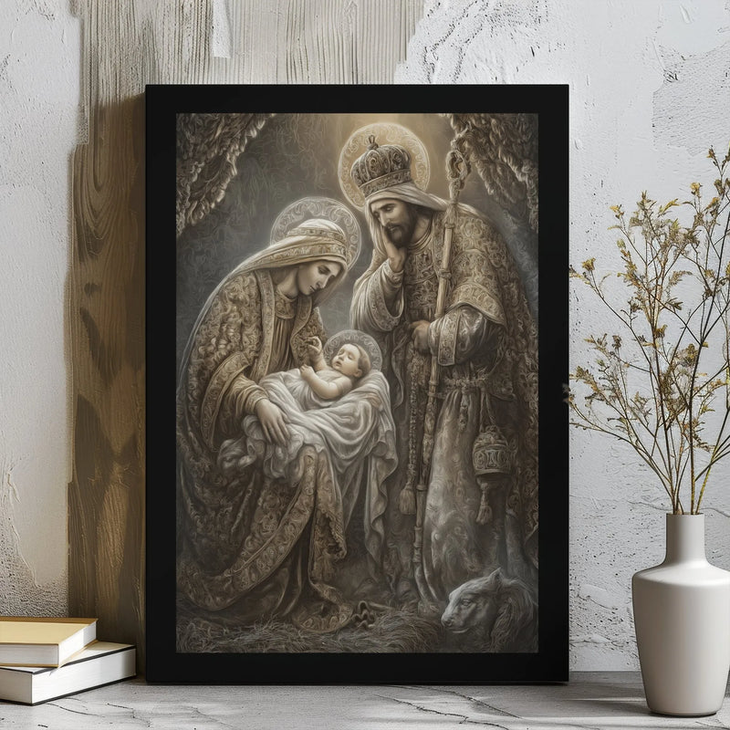 Birth of Jesus Canvas Wall Art, Holy Family Nativity Canvas Print, Christian Religious Canvas Decor, Christmas Manger Art, Faith Home Present