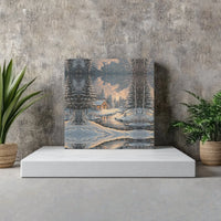 Snowy Forest Cottage Landscape Painting Canvas, Winter Cabin Canvas Wall Art, Comfy Christmas Wall Decor, Holiday Season Canvas Print