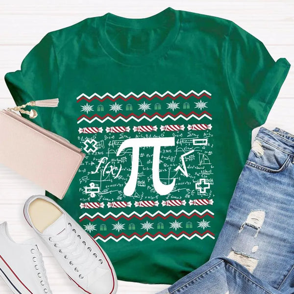 Math Teacher Holiday T-Shirt, Candy Cane Pi Symbol Christmas Shirt, Humorous Pi Graphic Tee, Christmas Math Teacher Shirt, Xm