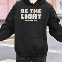 Christian Bible Verse Christmas Lights Hoodie, Be the Light Matthew 5 14 Hoodie, Faith Holiday Sweatshirt, Religious Hooded Pullover
