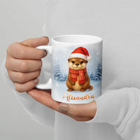 Personalized Holiday Animal Coffee Mug, Christmas Otter Mug, Festive Winter Otter Ceramic Mug, 11oz 15oz Seasonal Xmas Present