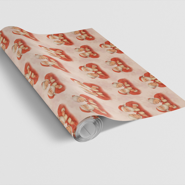 Adorable Holiday Gift Wrap, Santa Mrs Claus Coffee Christmas Wrapping Paper, Festive Xmas Wrapping Paper Roll, Comfy Coffee L