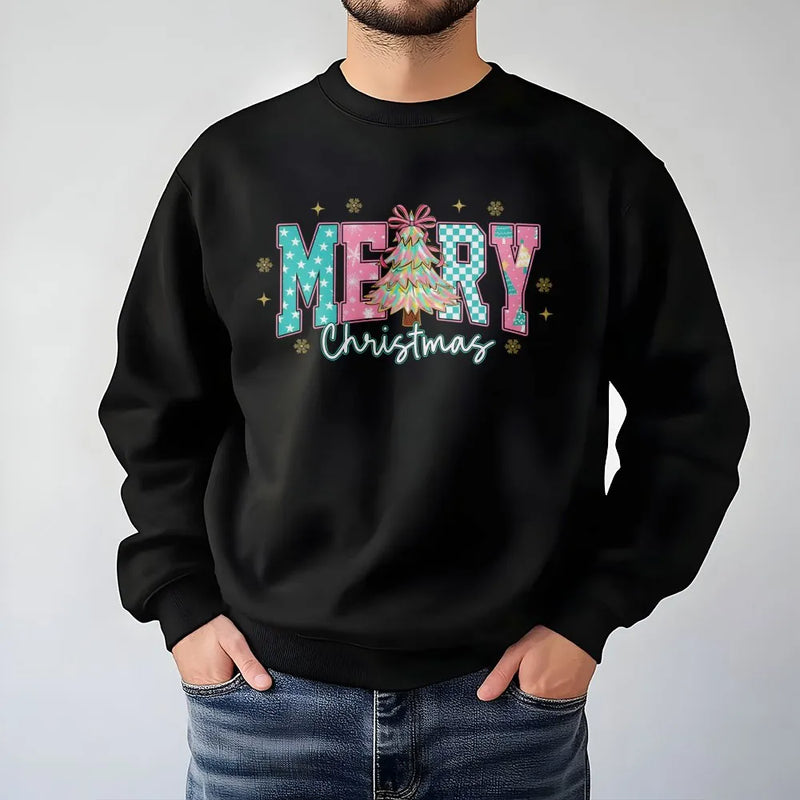 Retro Coquette Christmas Tree Sweatshirt, Merry Christmas Sweatshirt, Preppy Holiday Graphic Crewneck, Adorable Winter Christmas Sweatshirt