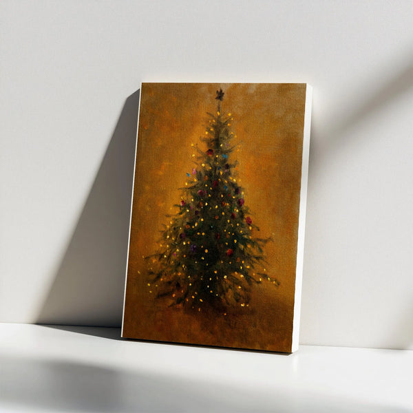 Impressionist Holiday Canvas Print, Vintage Christmas Tree Canvas Wall Art, Glowing Lights Winter Canvas Art, Seasonal Xmas R