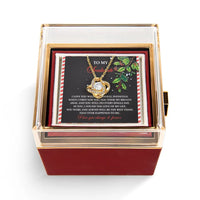 Sparkling CZ Crystal Pendant Necklace, Soulmate Love Knot Necklace, Romantic Rose Box Knot Necklace, Christmas Anniversary Present for Her