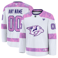 Nashville Predators White 2024 Hockey Fights Cancer Custom Practice Jersey