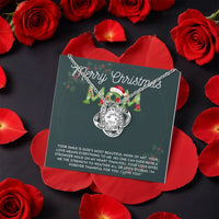 Mother Daughter Love Knot Necklace, Mom Love Knot Necklace, Sparkling CZ Pendant Necklace, Rotating Rose Box Present, Christmas Present for Mom