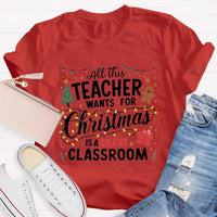 Humorous Holiday Educator Graphic Tee, Silent Classroom Teacher Christmas Shirt, Xmas School Humor T-Shirt, Winter Teacher Present