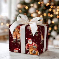 Carpenter Christmas Gift Wrap, Handyman Santa Wrapping Paper, Tool Belt Contractor Holiday Wrapping Paper, DIY Lover Xmas Gift Wrap Roll