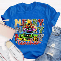 Colored Pencil Tree Holiday Graphic Tee, Christmas Teacher T-Shirt, Festive Teacher Shirt, Winter Break Elementary Educator Apparel