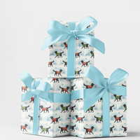 Watercolor Christmas Dog Gift Wrap, Flat-Coated Retriever Wrapping Paper, Retriever Holiday Wrapping Paper, Dog Lover Xmas Wrapping Paper
