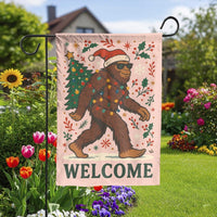 Humorous Santa Sasquatch Lawn Flag, Bigfoot Christmas Garden Flag, Winter Holiday Yard Flag, Outdoor Welcome Flag, Adorable Sasquatch Holiday Decor