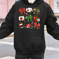 Stethoscope Xmas Sweatshirt, Coquette Bow Nurse Christmas Hoodie, Adorable RN Holiday Hooded Pullover, Healthcare Worker Present
