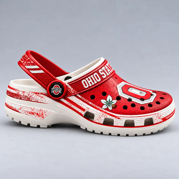OSU Scarlet and White - Block O Buckeye Clogs - main