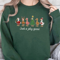 Adorable Holiday Geese Sweatshirt, Jolly Goose Christmas Sweatshirt, Humorous Xmas Goose Crewneck, Festive Animal Sweatshirt, Winter Holiday Present