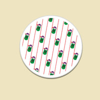 Humorous Santa Hat Pickle Character Fridge Magnet, Christmas Pickle Magnet, Cartoon Pickle Vinyl Magnet, Holiday Kitchen Decor Magnet