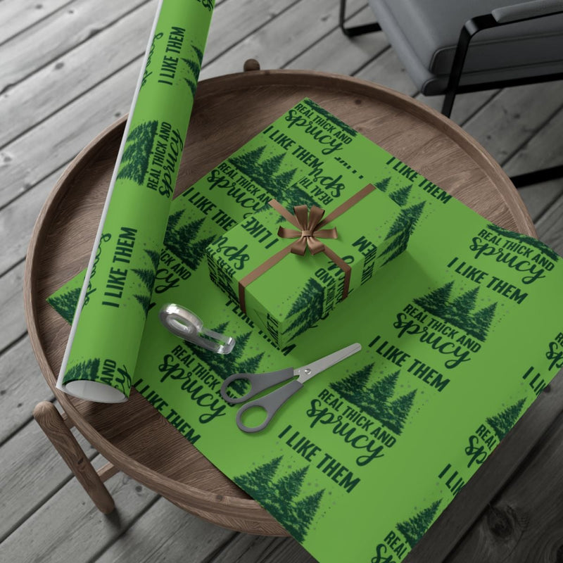 Sprucy Pun Gift Wrap, Humorous Spruce Tree Wrapping Paper, Retro Christmas Tree Gift Wrapping Paper, Holiday Humor Present Paper Roll
