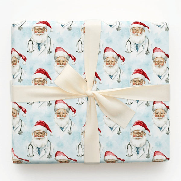 Healthcare Worker Christmas Gift Wrap, Doctor Santa Wrapping Paper, Stethoscope Santa Holiday Wrapping Paper, Nurse Doctor Gi