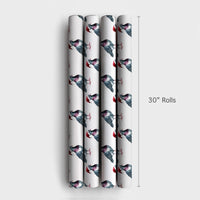 Santa Hat Bird Gift Wrap, Humorous Pigeon Christmas Wrapping Paper, Pigeon Wrapping Paper Roll, Holiday Wrapping Paper, Bird Lover Gift Wrap
