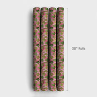 Green Trees Pink Gift Wrap, Watercolor Tree Christmas Wrapping Paper, Whimsical Holiday Tree Wrapping Paper, Festive Winter Wrapping Paper