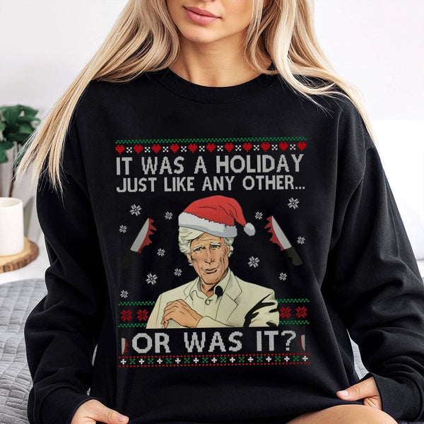 Serial Killer Holiday Sweater, True Crime Ugly Christmas Sweatshirt, Humorous Murder Mystery Crewneck, Retro True Crime Sweat
