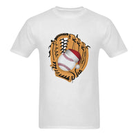 Christmas Sports Graphic Tee, Baseball Santa Hat T-Shirt, Baseball Lover Holiday Shirt, Two-Sided Print Cotton T-Shirt, Game Day Present