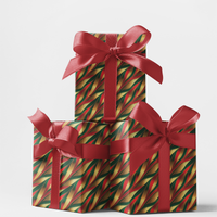 Elegant Wave Gift Wrap, Red Green Gold Christmas Wrapping Paper, Abstract Holiday Paper, Christmas Present Wrapping Paper Roll