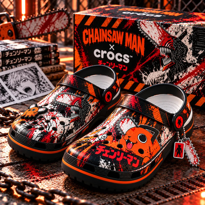 Chainsaw Man - Hazard Stripes, Splatter and the Orange Grin