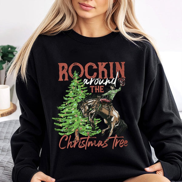 Rodeo Horse Christmas Crewneck, Western Cowboy Christmas Sweatshirt, Country Ranch Christmas Sweater, Western Graphic Holiday