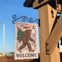Humorous Santa Sasquatch Lawn Flag, Bigfoot Christmas Garden Flag, Winter Holiday Yard Flag, Outdoor Welcome Flag, Adorable Sasquatch Holiday Decor