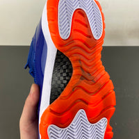 High Top Sneakers, Royal Blue White Orange Colorway, Leather Footwear, Lace Up Design, Casual Gift for Sneaker Fans