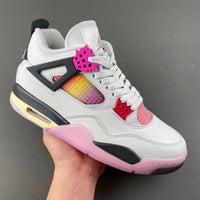 Retro Low Top Sneakers, White Black Pink Colorway, Lace Up Design, Casual Gift for Sneaker Fans
