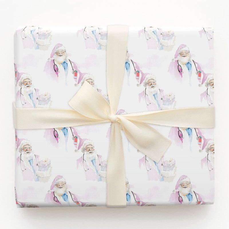 Nurse Healthcare Hero Gift Wrap, Doctor Santa Wrapping Paper, Medical Santa Claus Wrapping Paper, Hospital Worker Christmas Wrapping Paper